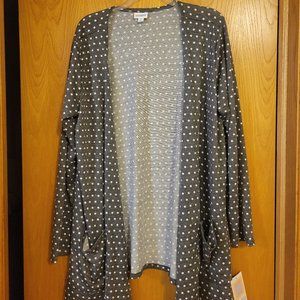 Lu La Roe Gray Polka Dot Cardigan size XL New with tags